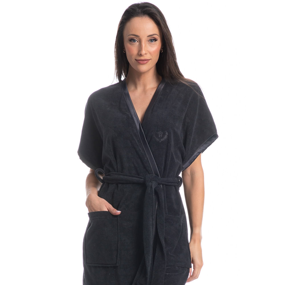 Robe Curto Com Bolso Olívia Preto - Imagem 1