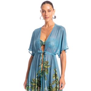 Kaftan Tule Com Manga Coqueiros