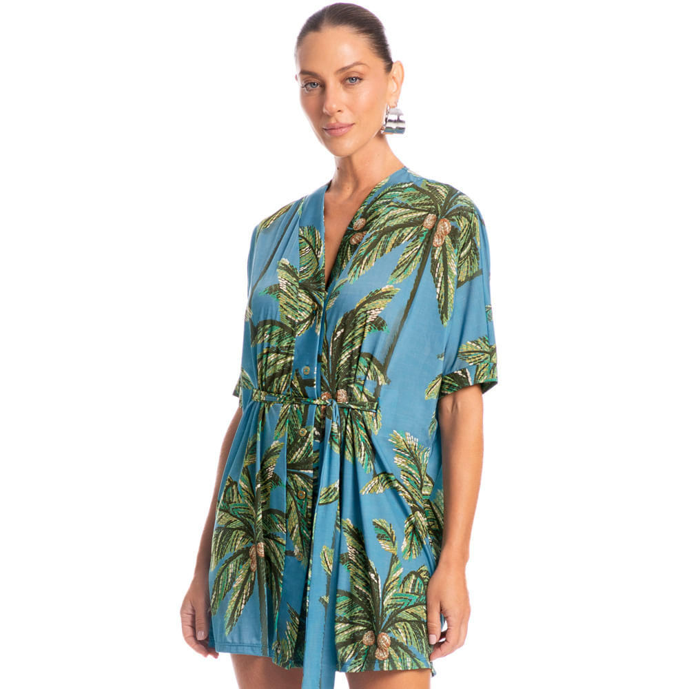 Kaftan Camisa Coqueiros Azul-2 - Imagem 1