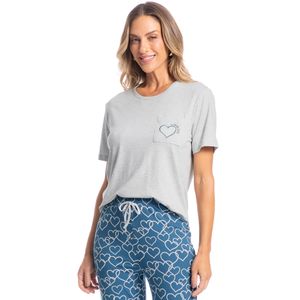 Pijama Feminino Longo Manga Curta Gabrielle