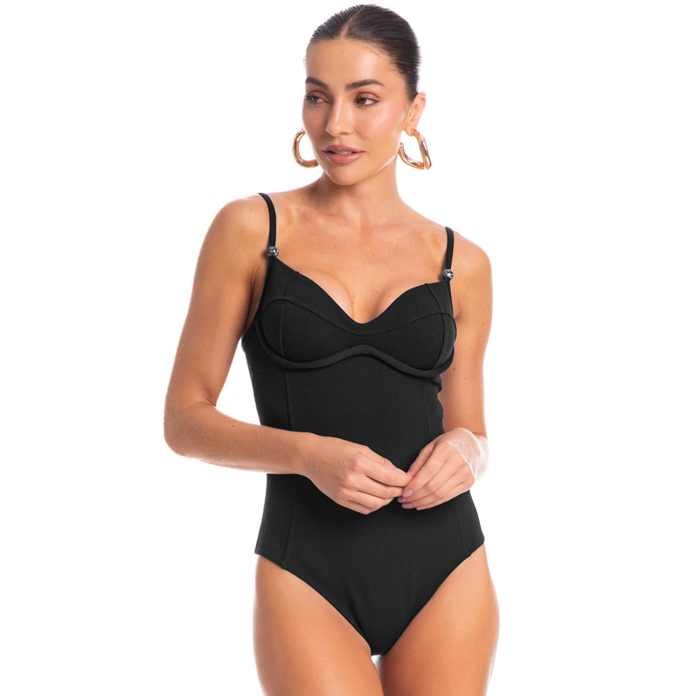Maiô New Corset Mediterrâneo Preto - Imagem 1