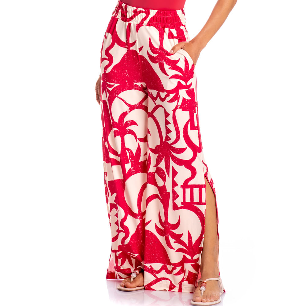 Calça Feminina Com Abertura Ampla Latina Vermelho - Imagem 1