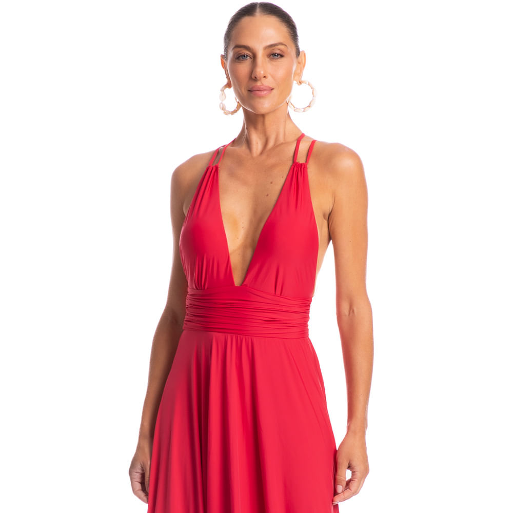Vestido Com Argola Bolero Vermelho - Imagem 1