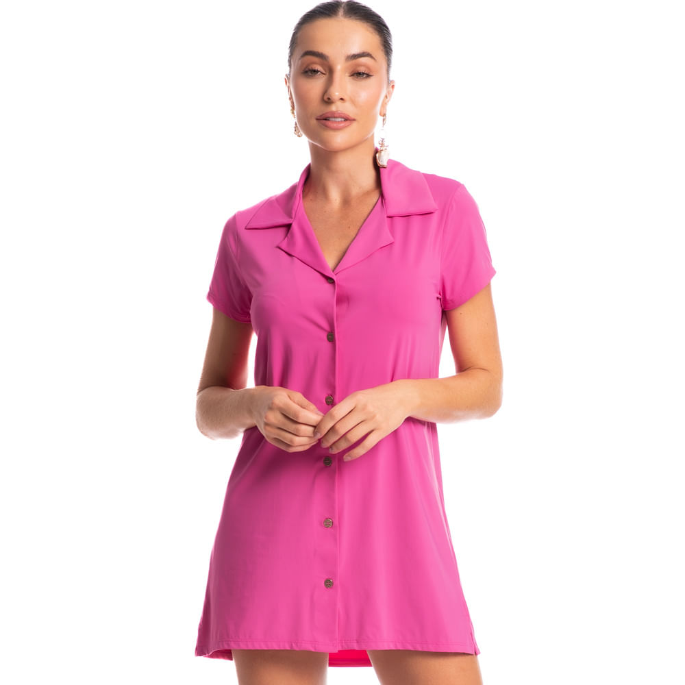 Chemise Curta Flora Rosa - Imagem 1