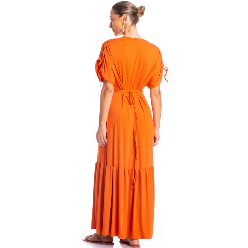 Vestido-Com-Manga-E-Cinto-Ferrugem-