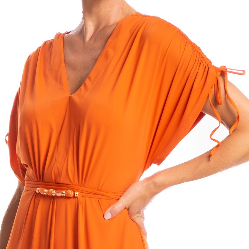 Vestido-Com-Manga-E-Cinto-Ferrugem-