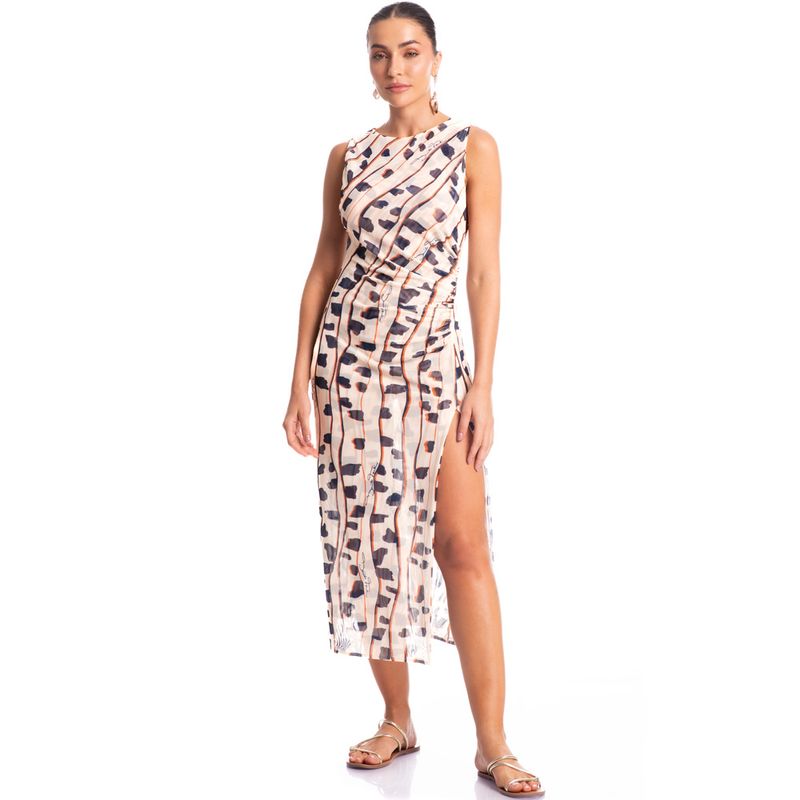 Vestido-Midi-Tule-Franzido-Ondas