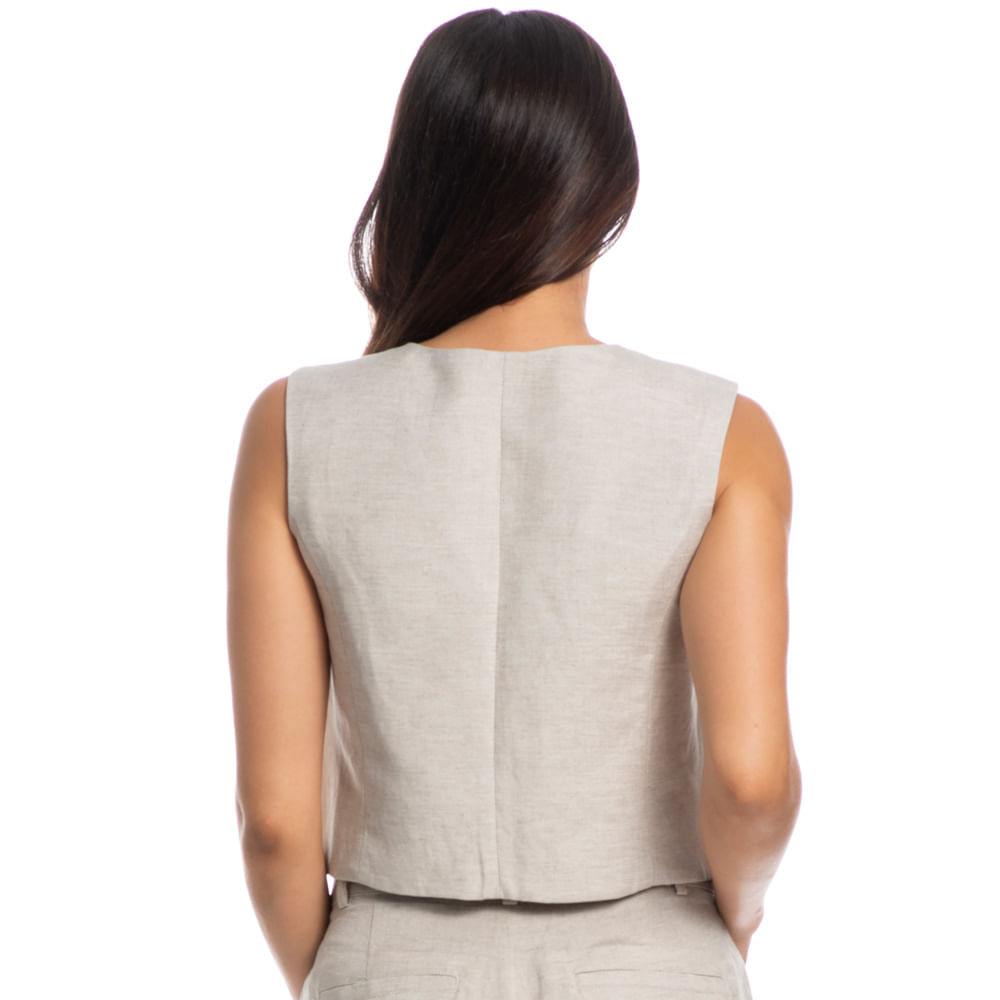 Colete Em Linho Noronha Bege - Imagem 2