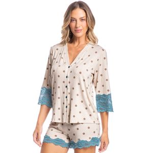 Pijama Feminino Curto Abotoado Bela