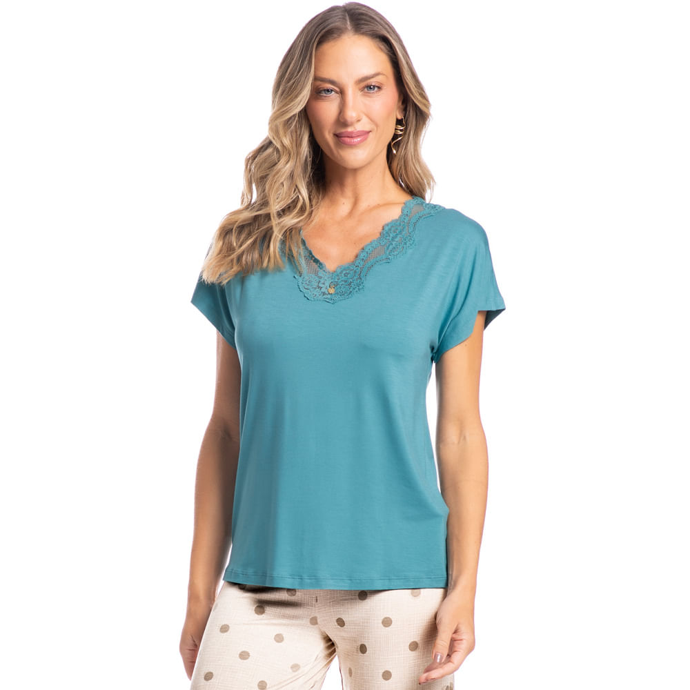 Pijama Feminino Pescador Bela Bege - Imagem 1