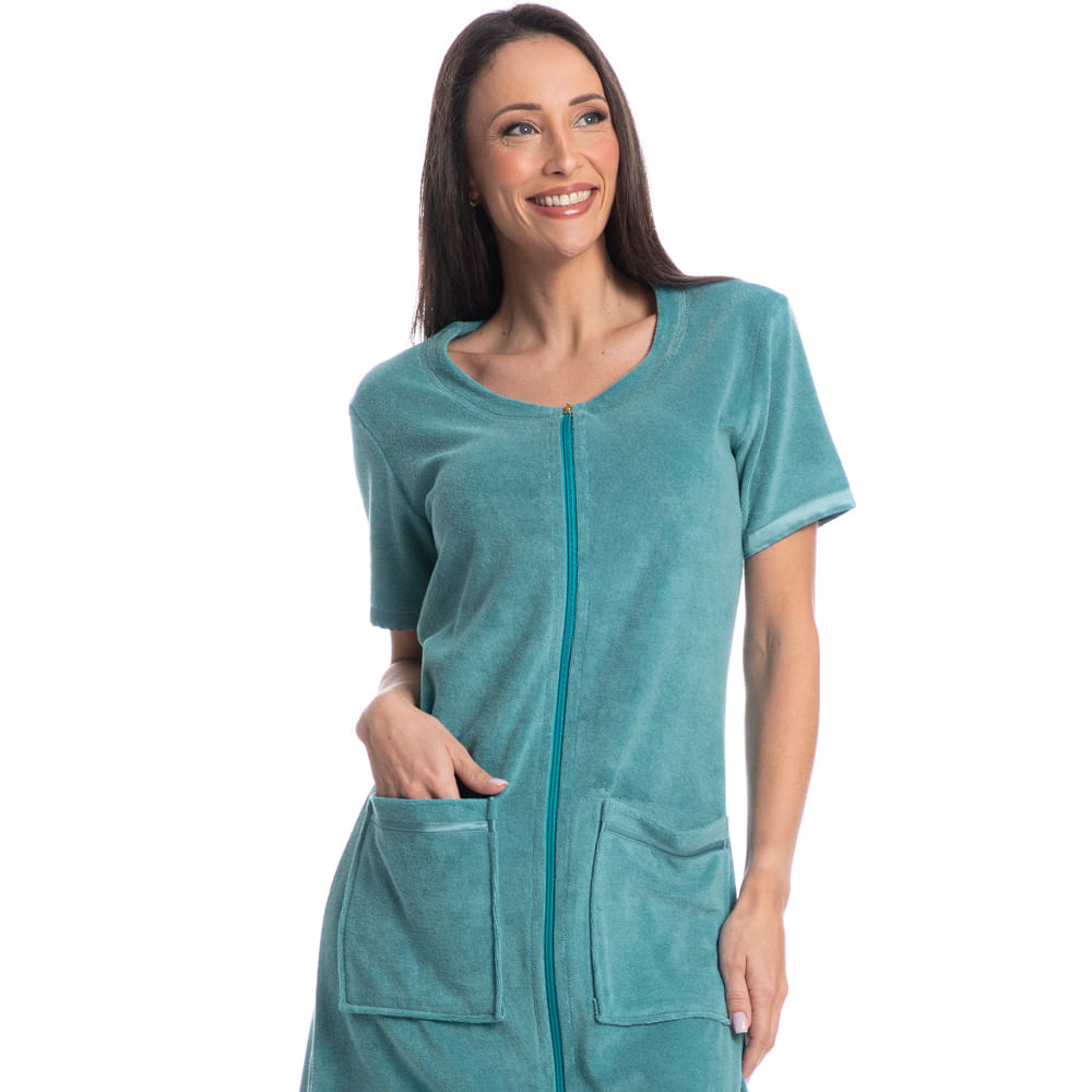 Robe Em Atoalhado Com Zíper Rafa Azul-2 - Imagem 1
