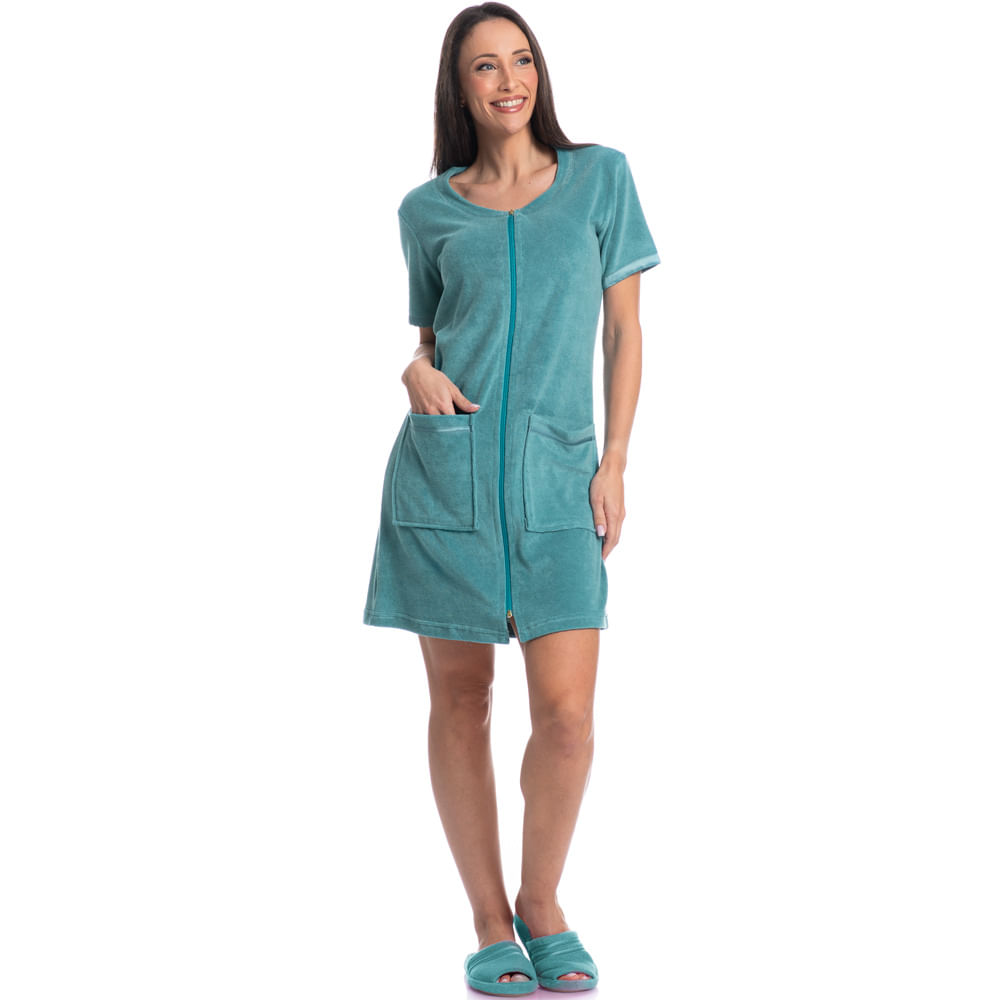 Robe Em Atoalhado Com Zíper Rafa Azul-2 - Imagem 2