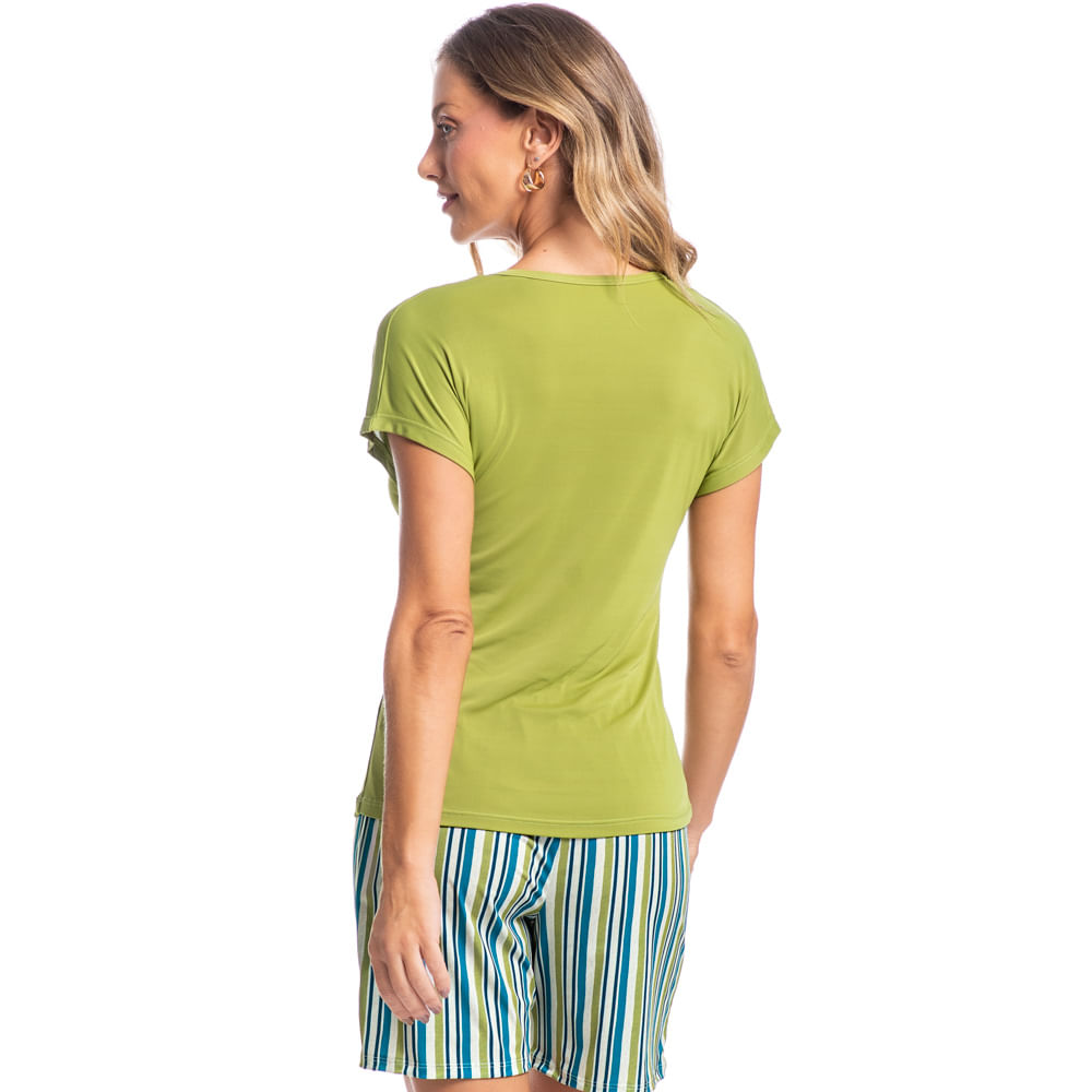 Pijama Feminino Shortão Antonella Verde - Imagem 2