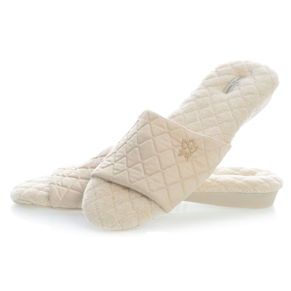 Chinelo Em Atoalhado Flor Aberto Nude - Imagem 1