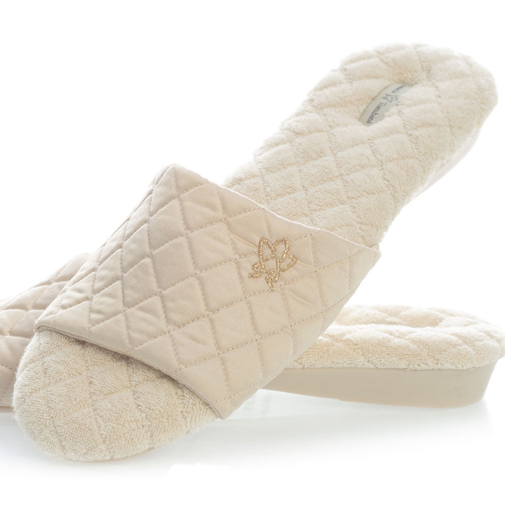 Chinelo Em Atoalhado Flor Aberto Nude - Imagem 2