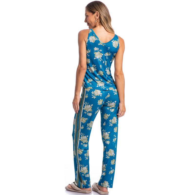Pijama-Feminino-Longo-Camila-Floral-Azul