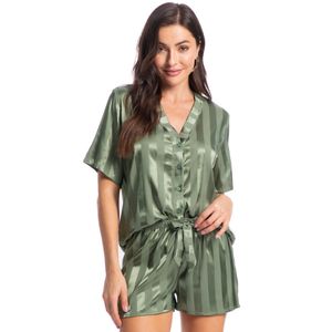 Pijama Feminino Curto Abotoado Em Cetim Lia