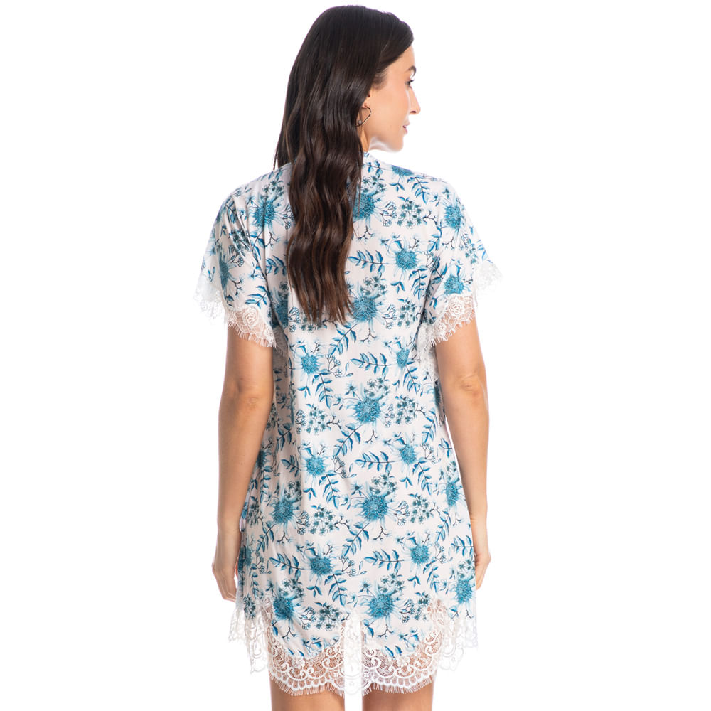 Camisão Curto Com Renda Dora Azul-2 - Imagem 2