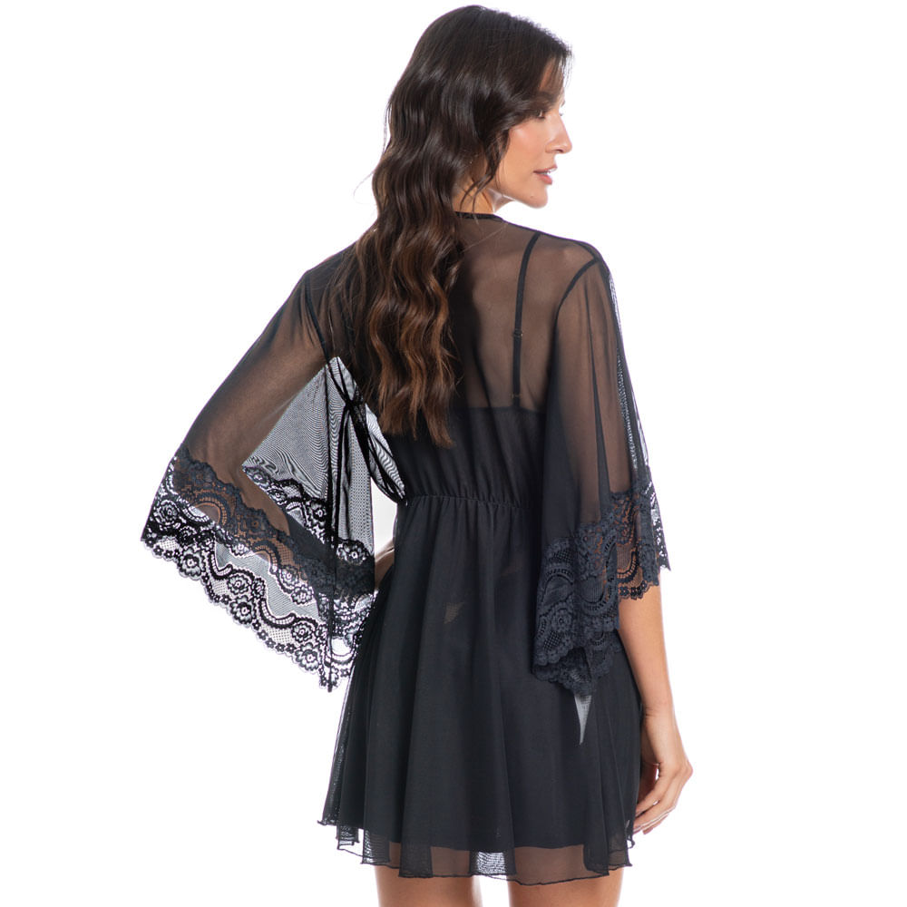 Robe Curto Em Tule Naomi Preto - Imagem 2