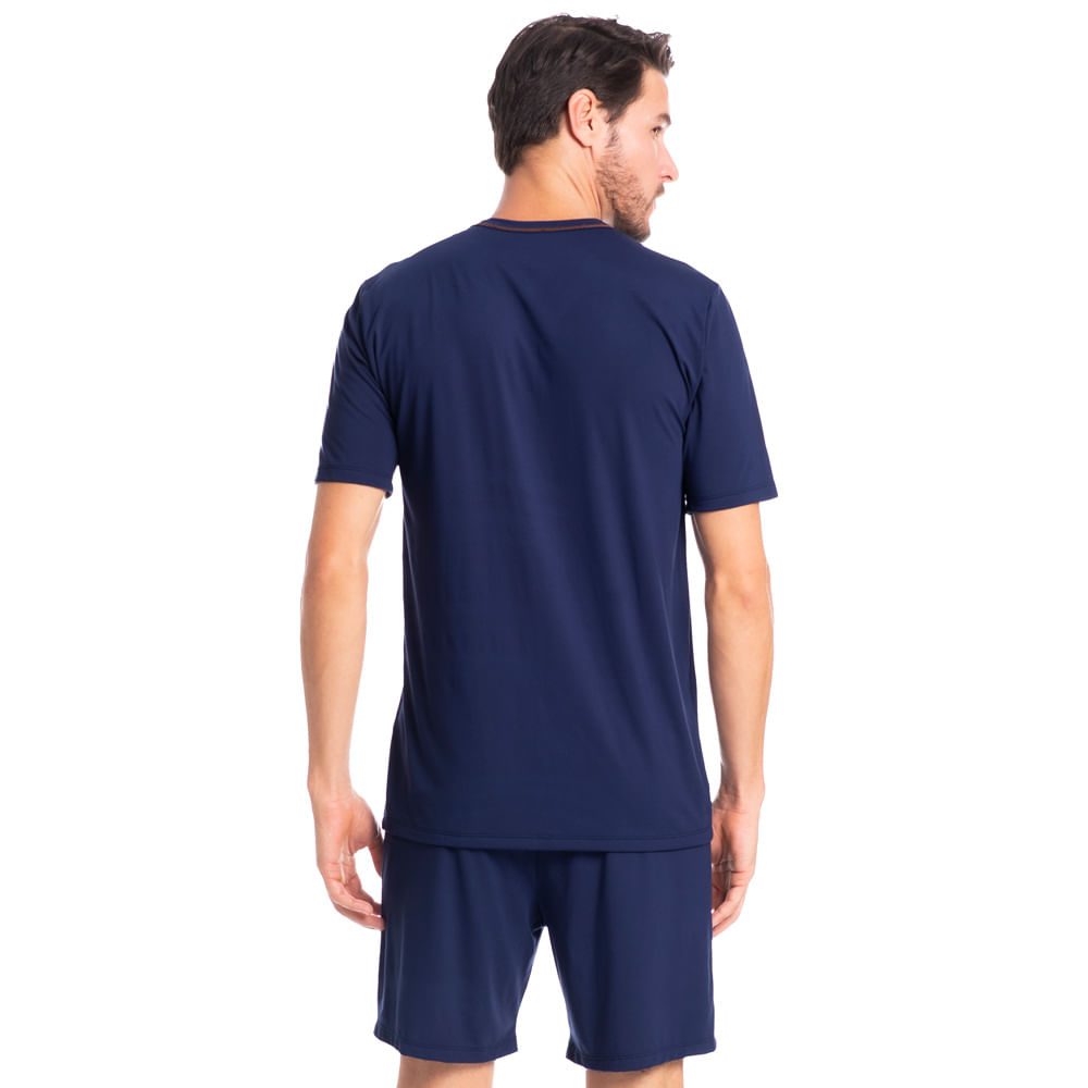 Pijama Masculino Curto Pietro Tombini Azul-marinho - Imagem 2