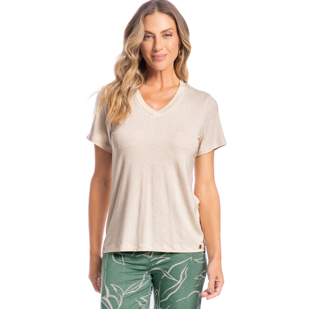 Pijama Feminino Pescador Maiara Floral Verde Verde - Imagem 1