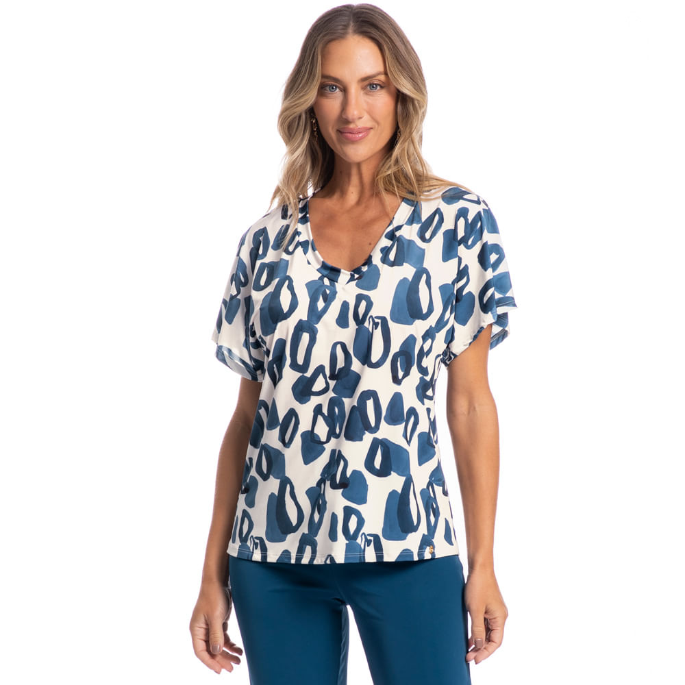 Pijama Feminino Pescador Teresa Azul-marinho - Imagem 1
