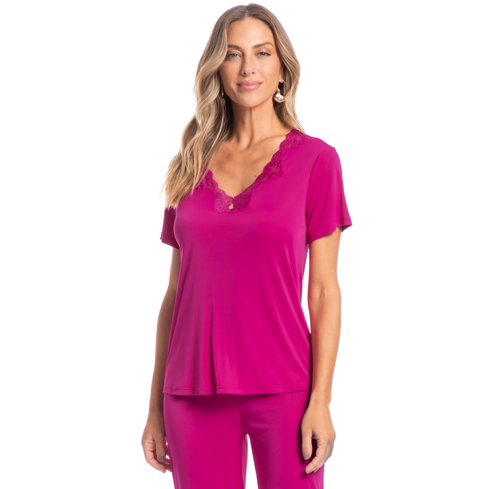 Pijama Feminino Pescador Eva Rosa - Imagem 1