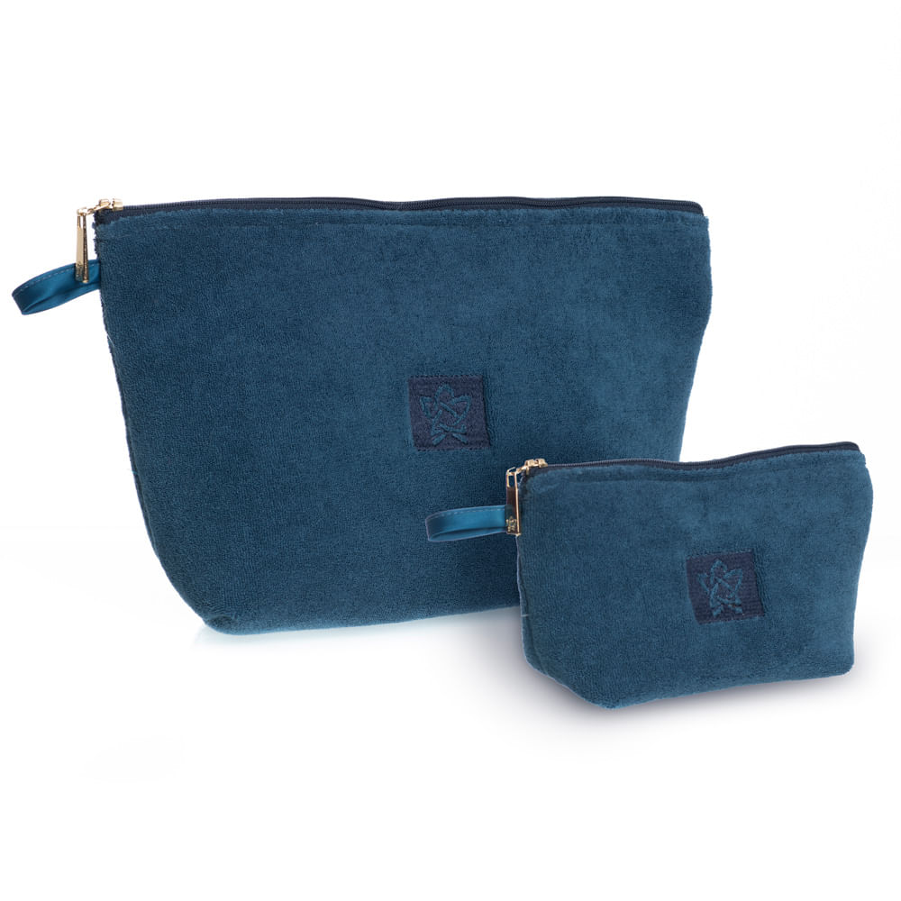 Conjunto Necessaire Em Atoalhado Rafa Azul-marinho - Imagem 1