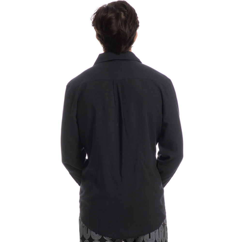 Camisa Masculina Maragogi Miguel Linho Preto - Imagem 2