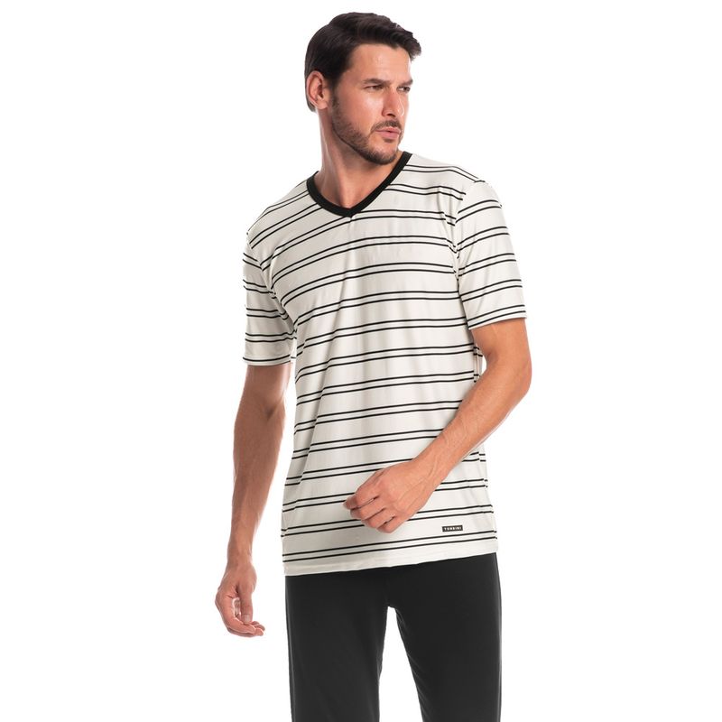 Pijama-Masculino-Longo-Manga-Curta-Listrado-Jose-Tombini