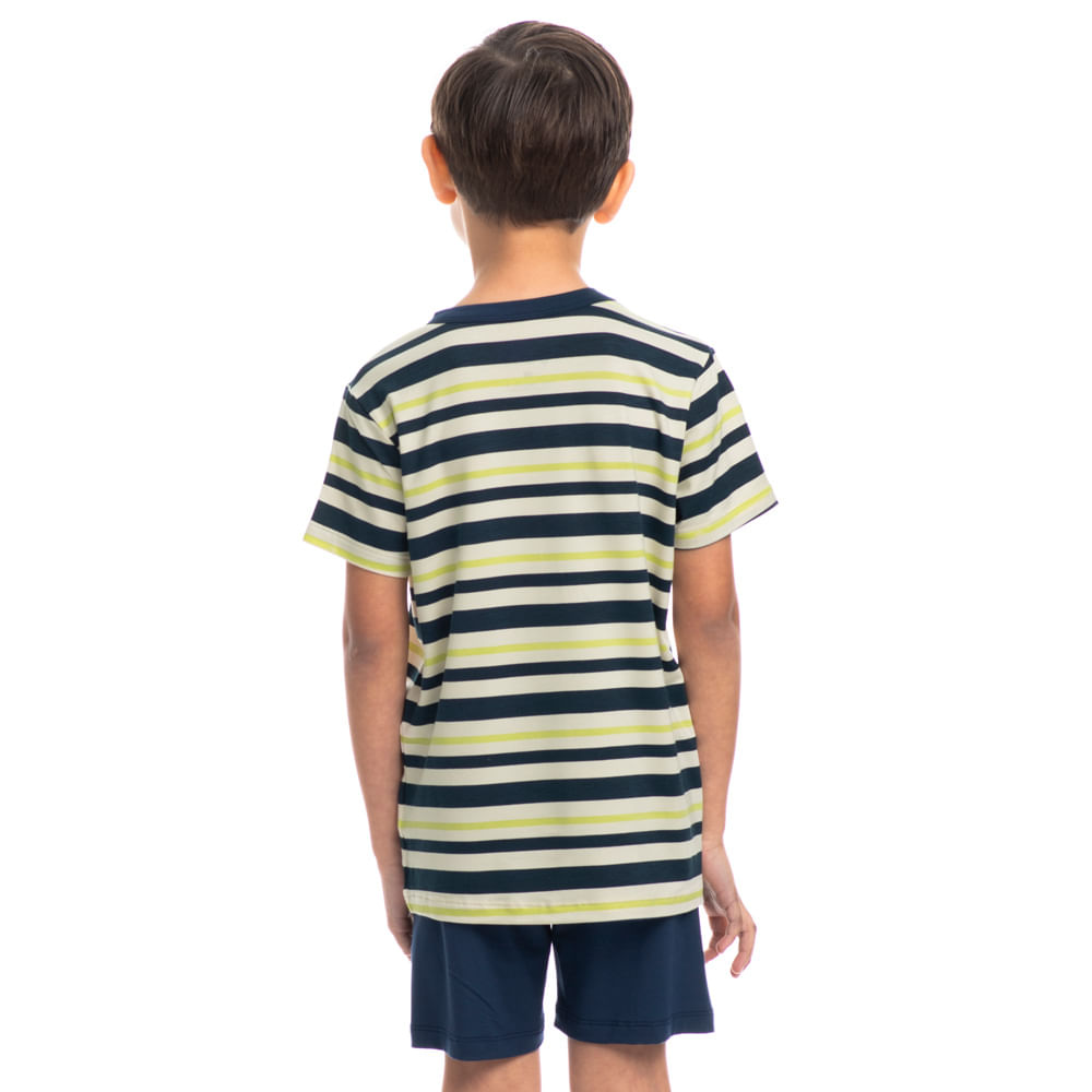 Pijama Masculino Curto Infantil Stripes Tombini Verde - Imagem 2