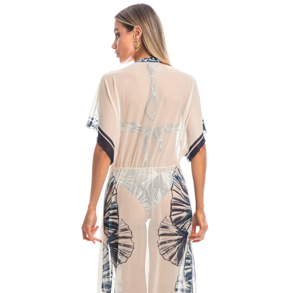 Kaftan Tule Com Manga Cascais Branco - Imagem 2