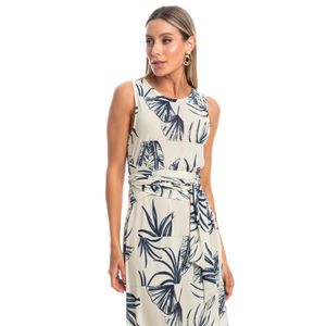 Vestido Midi Com Faixa De Amarração Cascais