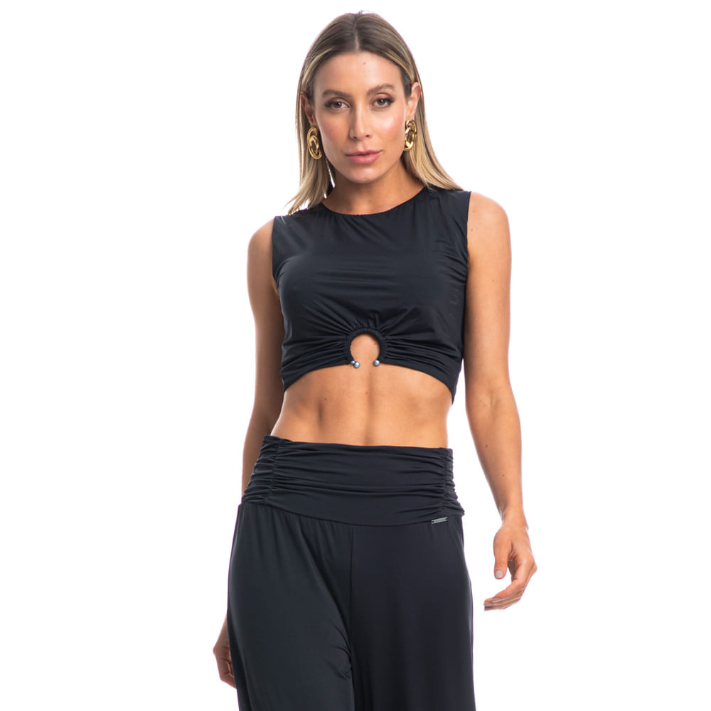 Blusa Feminina Com Argola Malta Preto - Imagem 1