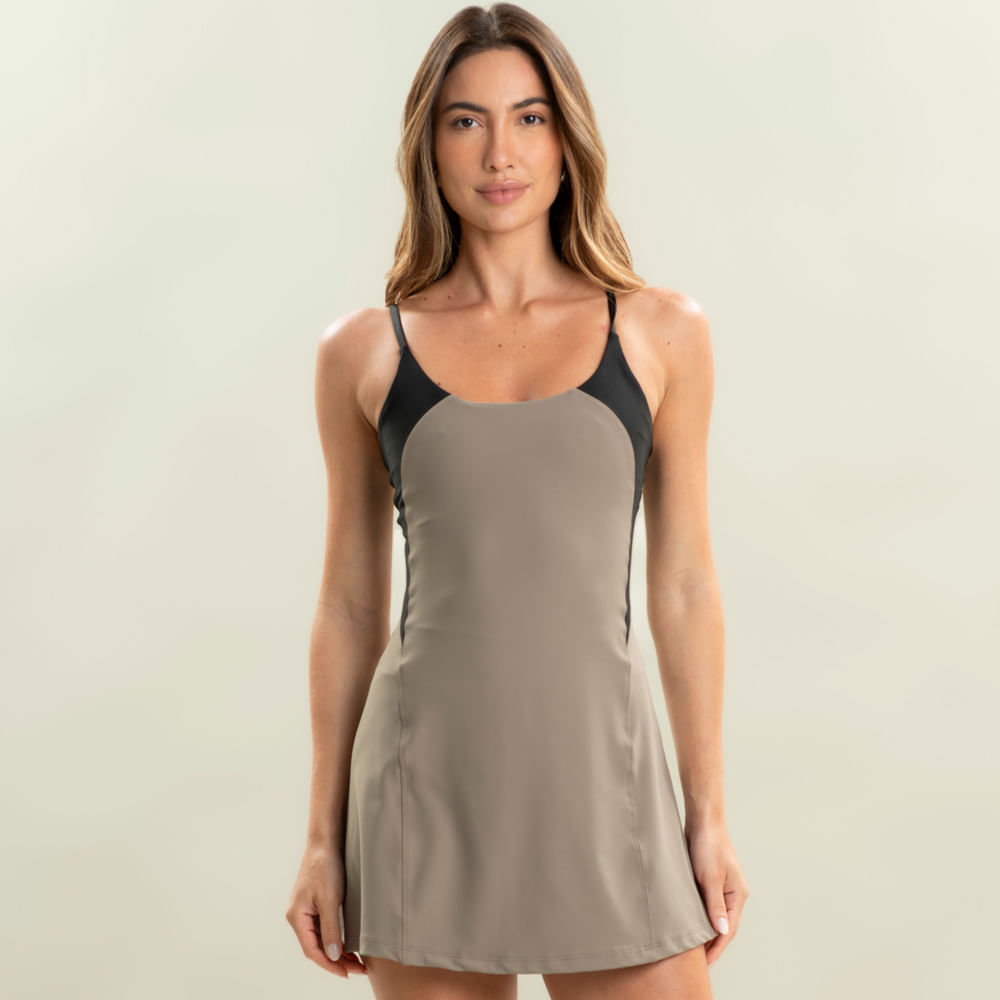 Vestido Com Shorts Curve Vivame Cinza - Imagem 1