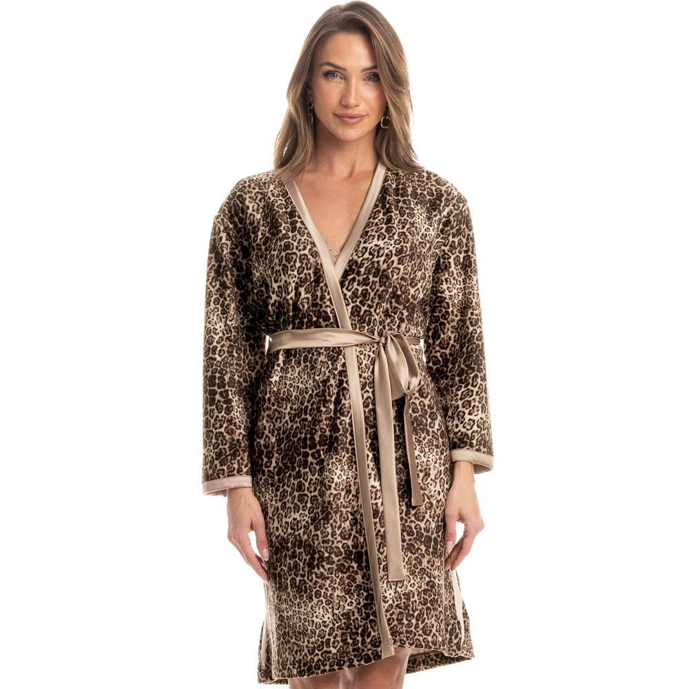 Robe Feminino Leopardo Marrom - Imagem 1