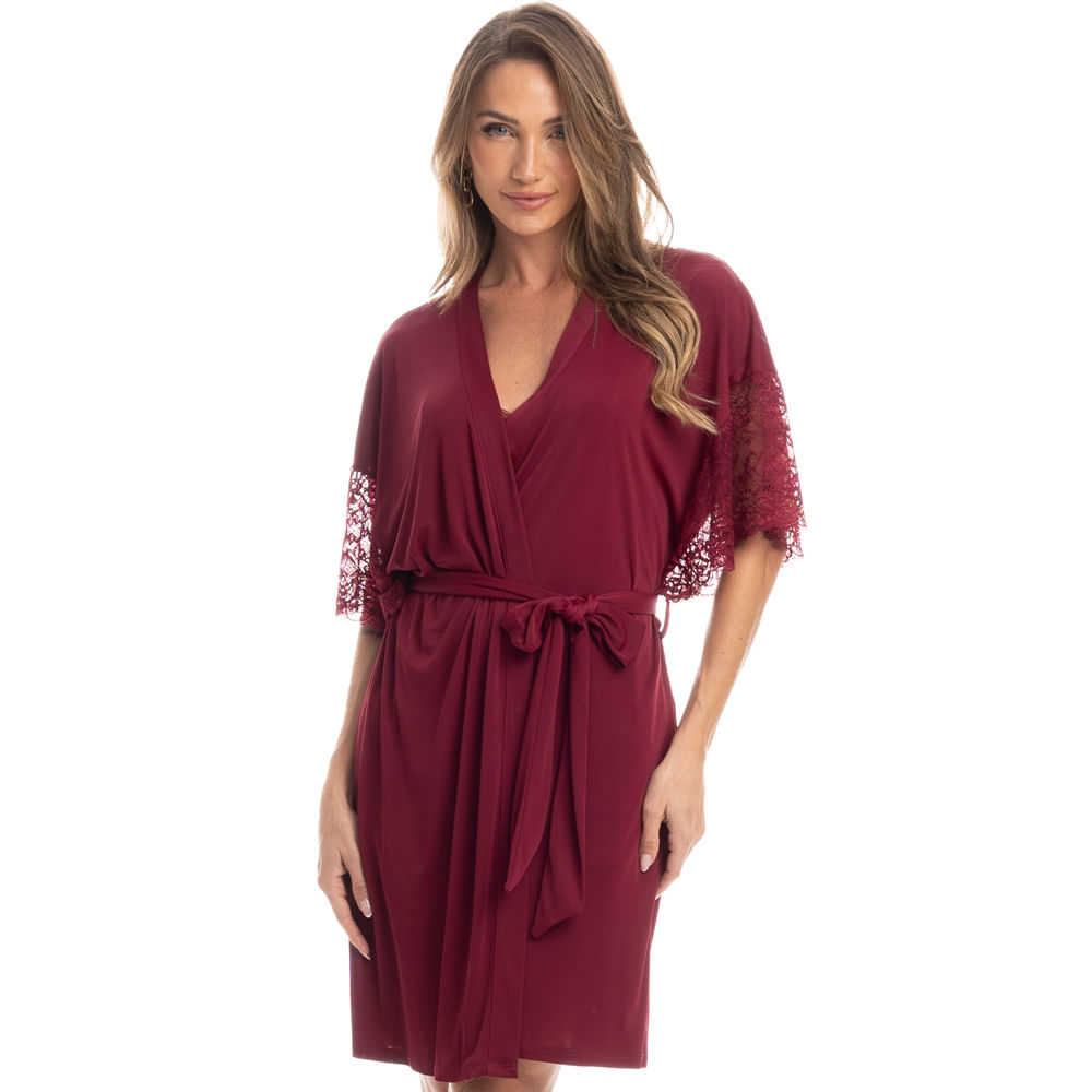 Robe Feminino Curto Com Renda Manu Colors Vermelho - Imagem 1