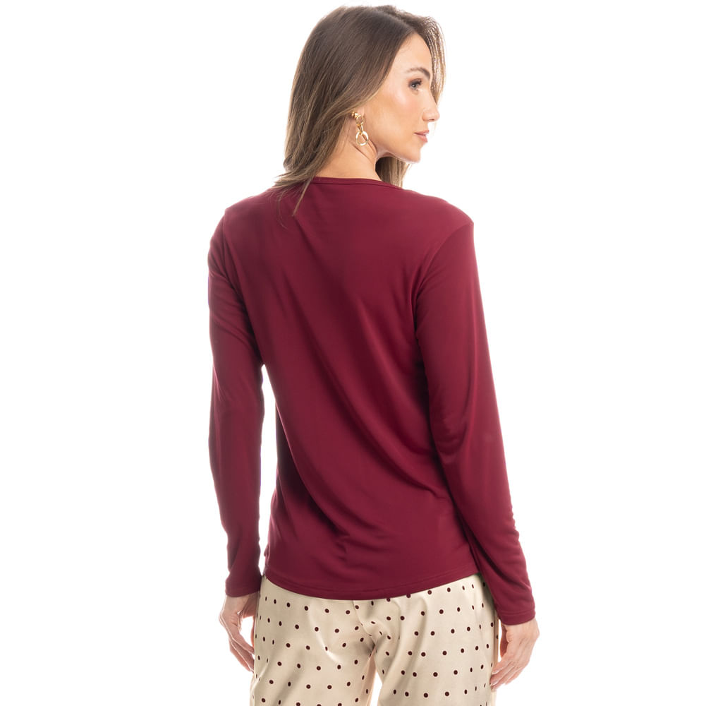 Pijama Feminino Longo Ameixa Vermelho - Imagem 2