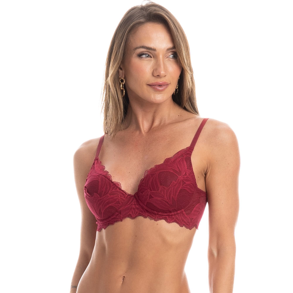 Sutiã Em Renda Duda Vermelho - Imagem 1