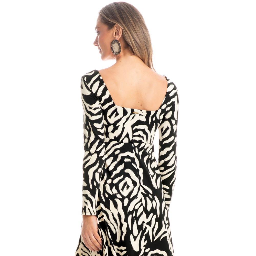 Vestido Manga Longa Lívia Pantanal Preto - Imagem 2