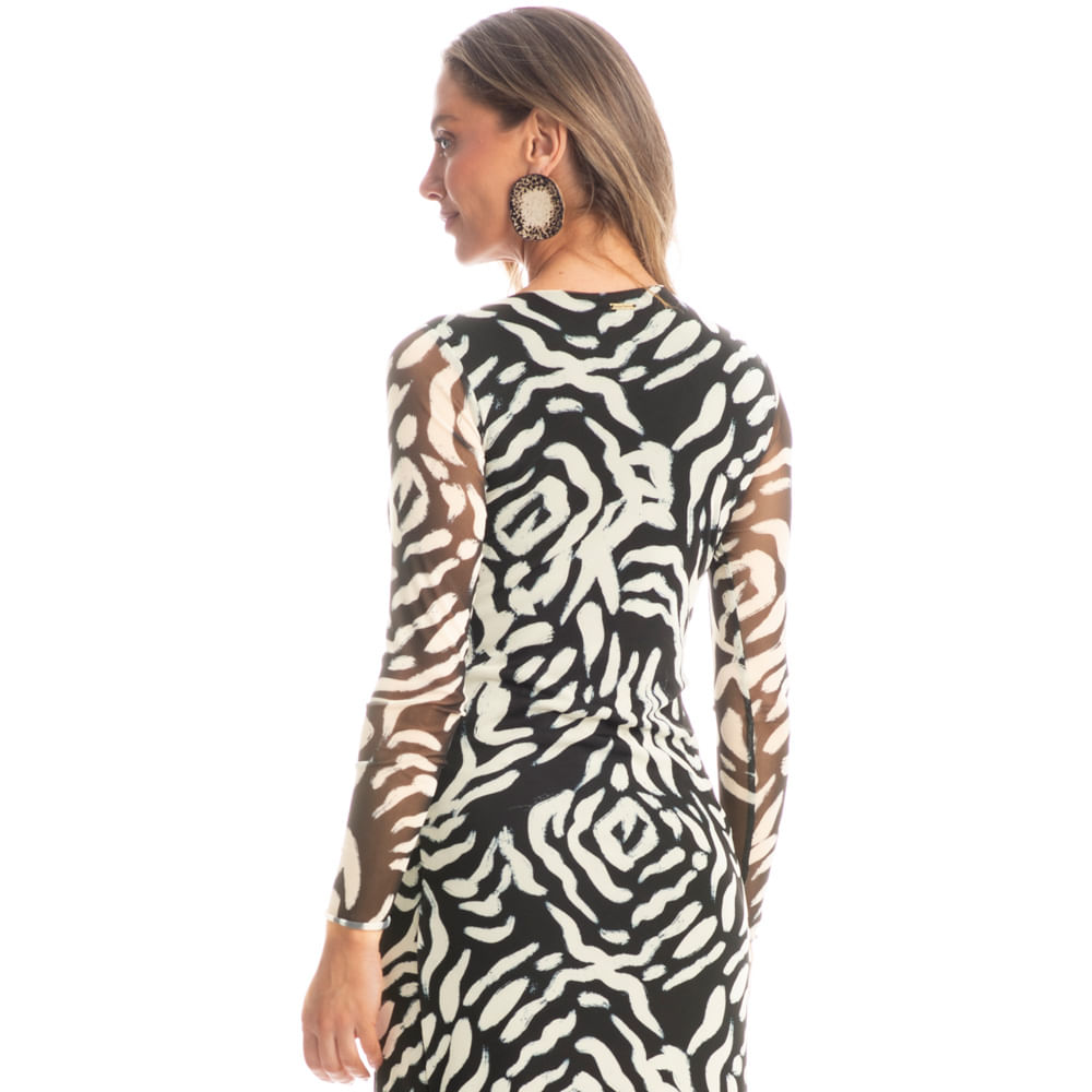 Vestido Manga Longa De Tule Pantanal Preto - Imagem 2