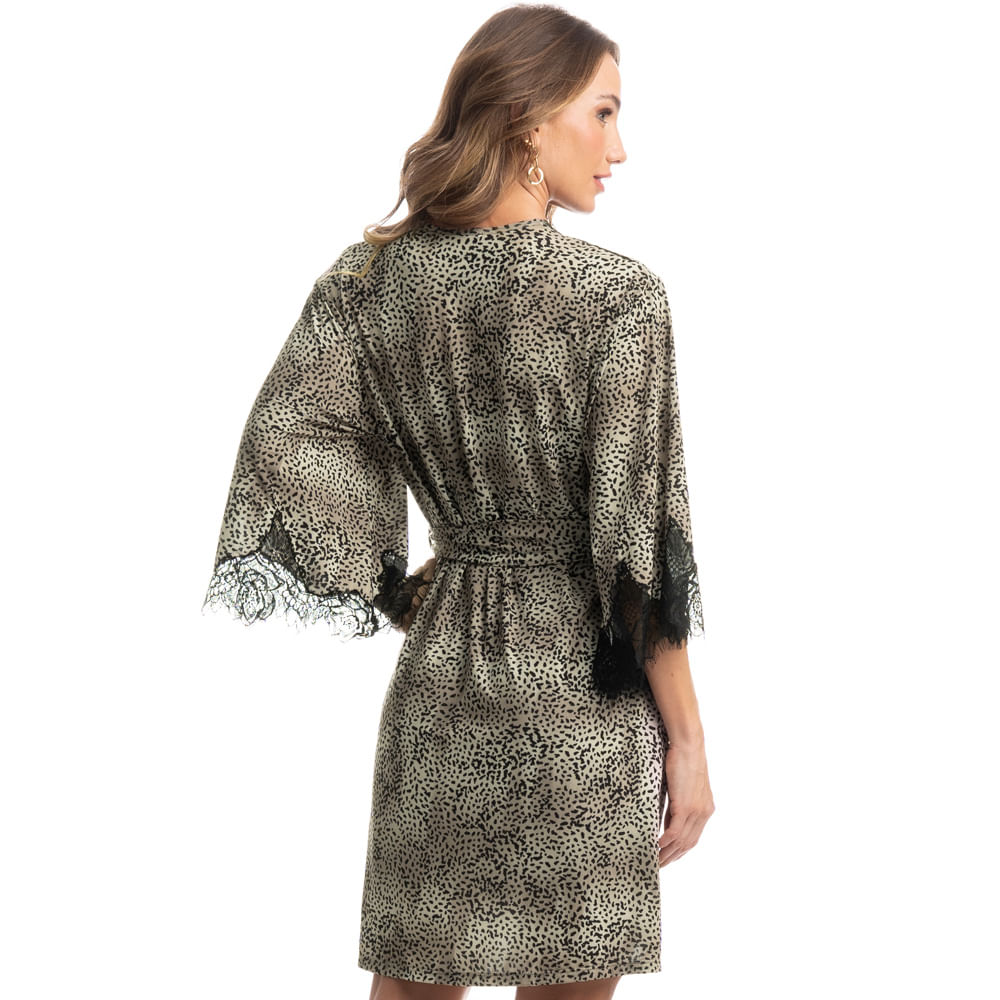 Robe Curto Feminino Onça Preto - Imagem 2