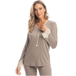 Pijama Feminino Wide Leg Com Abertura Maju