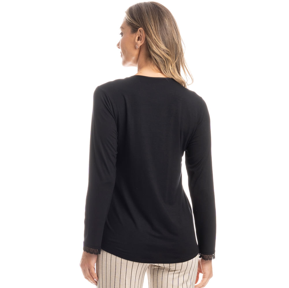 Pijama Feminino Longo Conexão Preto - Imagem 2