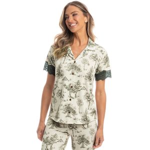 Pijama Feminino Longo Manga Curta Americano Figueira
