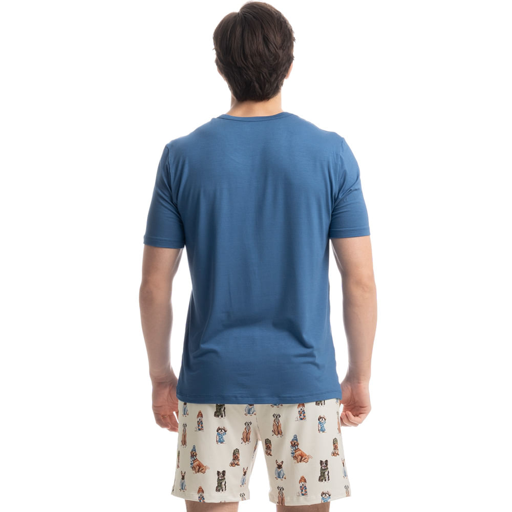 Pijama Masculino Curto Winter Friends Azul-2 - Imagem 2
