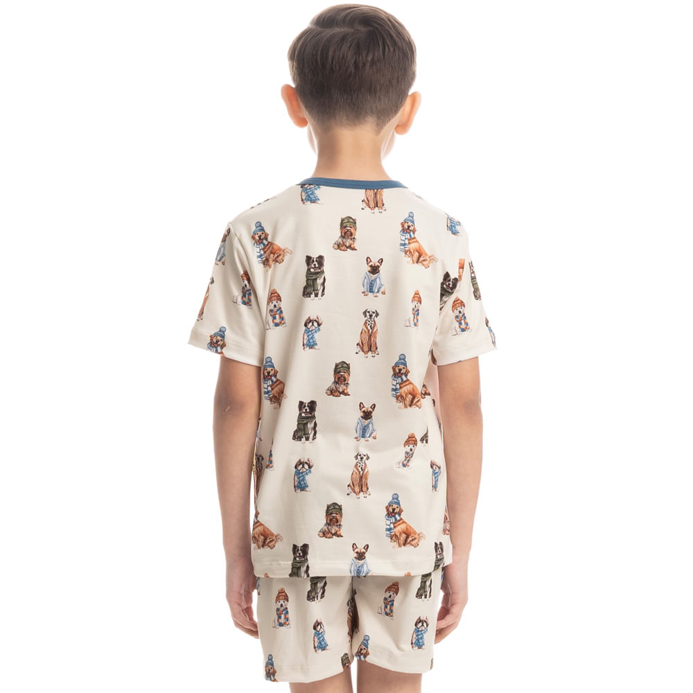 Pijama Infantil Unissex Curto Dogs Winter Fiends Azul-2 - Imagem 2