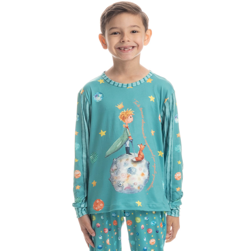 Pijama Infantil Unissex Longo Pequeno Príncipe Azul-2 - Imagem 1