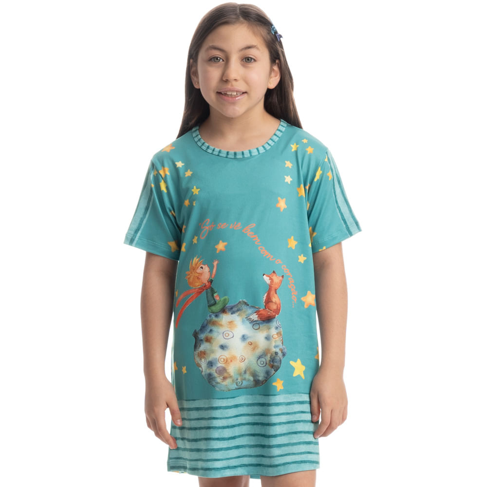 Camisão Curto Infantil Pequeno Príncipe Azul-2 - Imagem 1