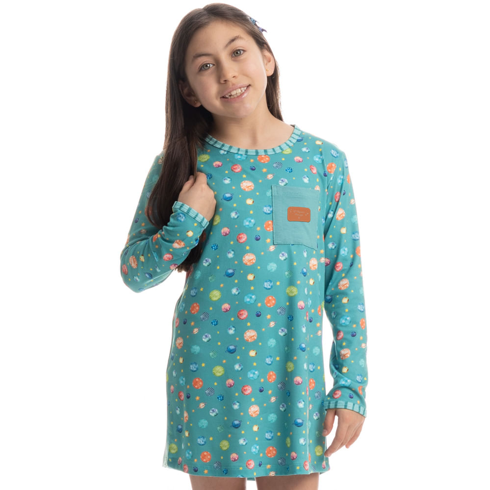 Camisão Infantil Curto Manga Longa Pequeno Príncipe Azul-2 - Imagem 1